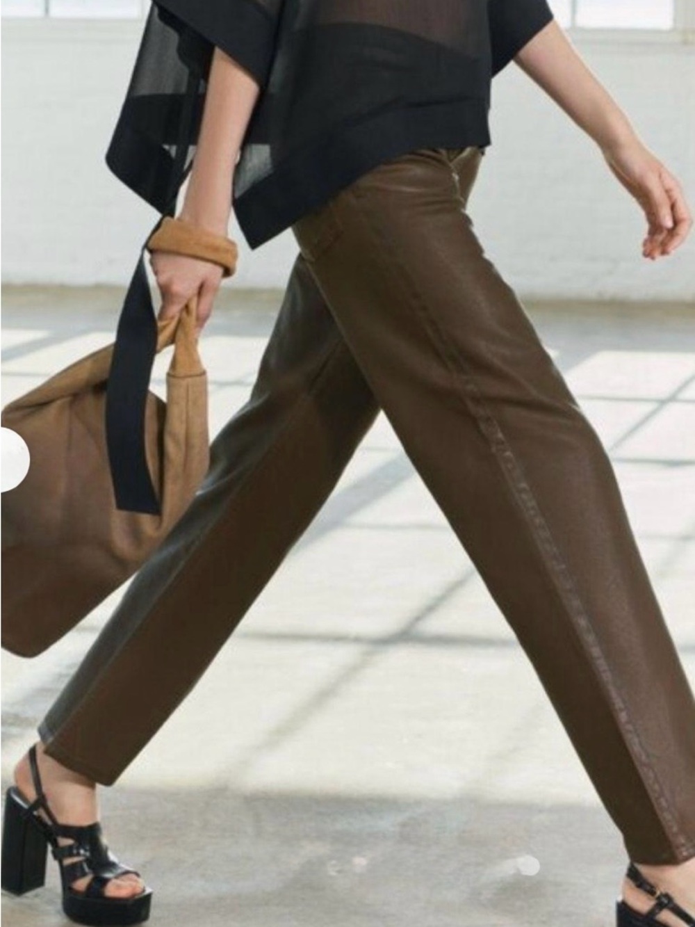 Zara relaxed mid waist, waxed jeans